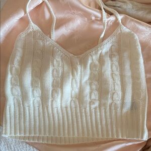 SHEIN Cream Cable Knit Crop Top